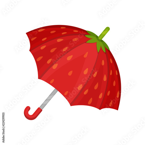  ute red strawberry umbrella vector Illustration on a white background