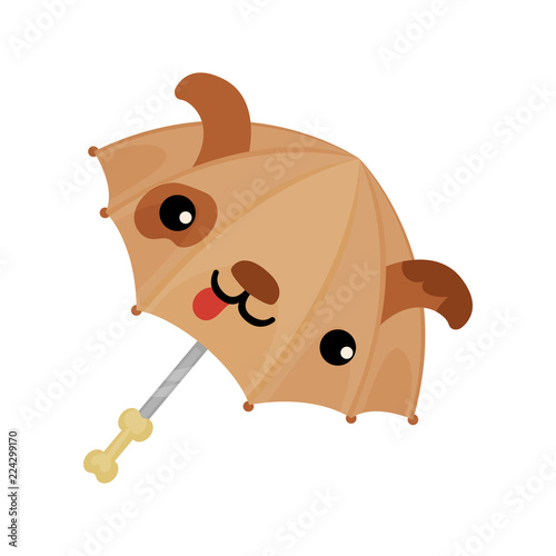  ute pug dog umbrella in the shape of vector Illustration on a white background