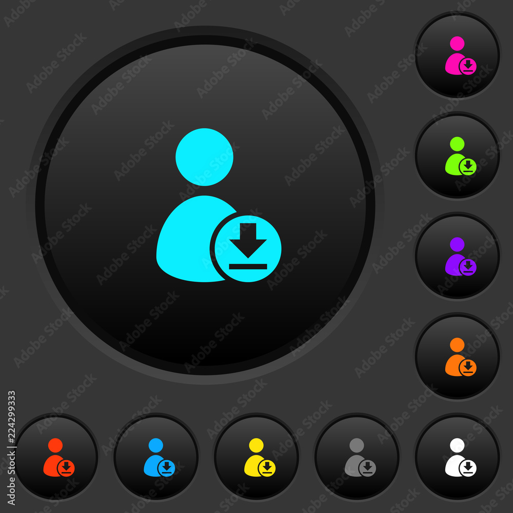 Download user account dark push buttons with color icons Download user account dark push buttons with color icons