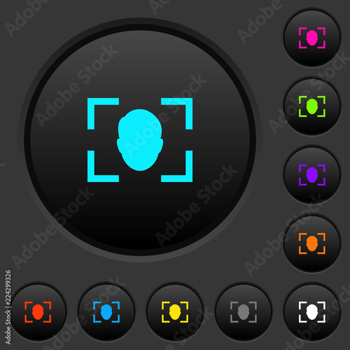 Camera selfie mode dark push buttons with color icons