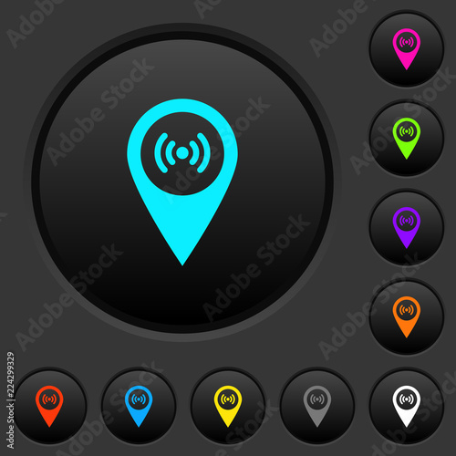 Free wifi hotspot dark push buttons with color icons