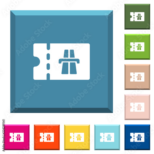 Highway fee discount coupon white icons on edged square buttons