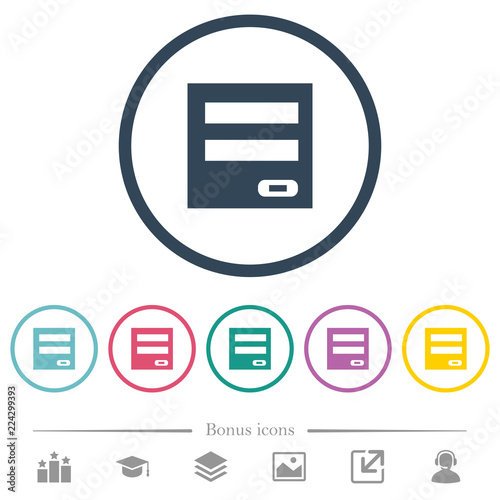 Login panel flat color icons in round outlines