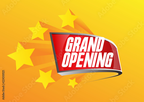 Grand opening label with star