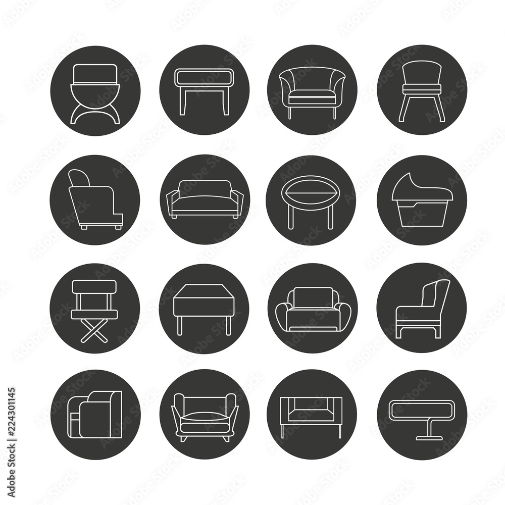 sofa icon set in circle button sofa icon set in circle button