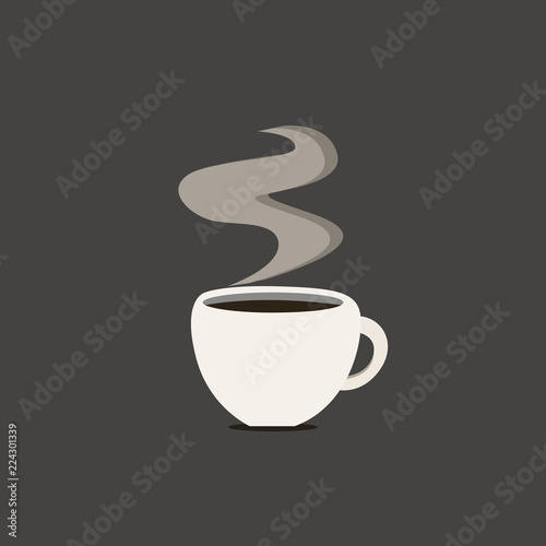 Flat design business Vector Illustration Empty copy space for Ad website promotion esp isolated Banner template. Cup Filled up of Coffee or Tea Steaming Hot with steam icon and shadow