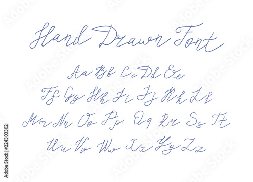 Vector Handwritten Font, Freehand Writing Letters on White Background.