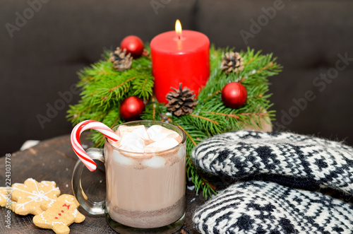  Christmas composition. marshmallow cocoa