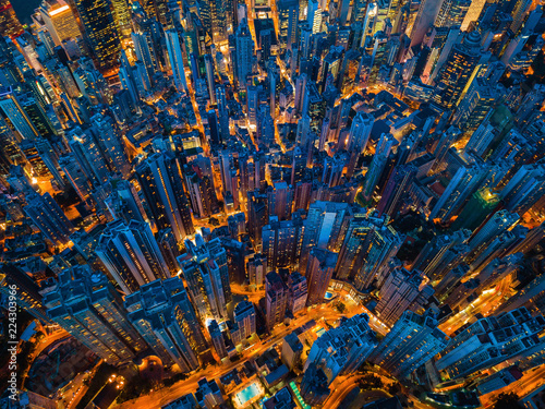 Canvas Print Aerial view of Hong Kong Downtown