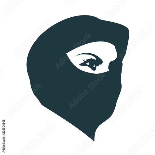 Face profile view. Elegant silhouette of a muslim woman with hijab