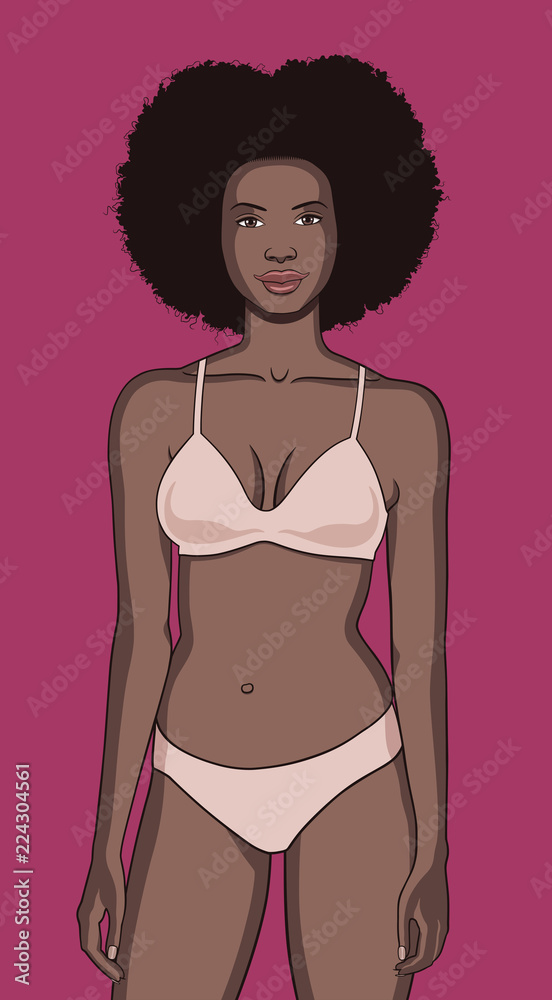 Cartoon young sexy woman in pink underwear Vector Image
