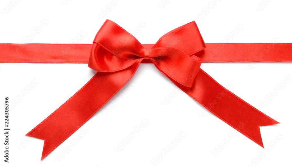 Red ribbon with bow on white background Red ribbon with bow on white background