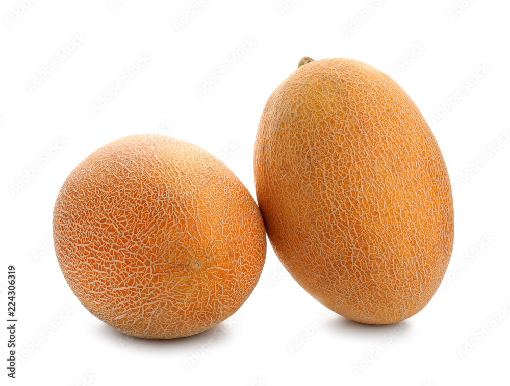 Ripe melons on white background