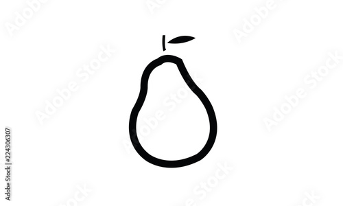 Pear illustration black vector image icon fruit symbol vitamin