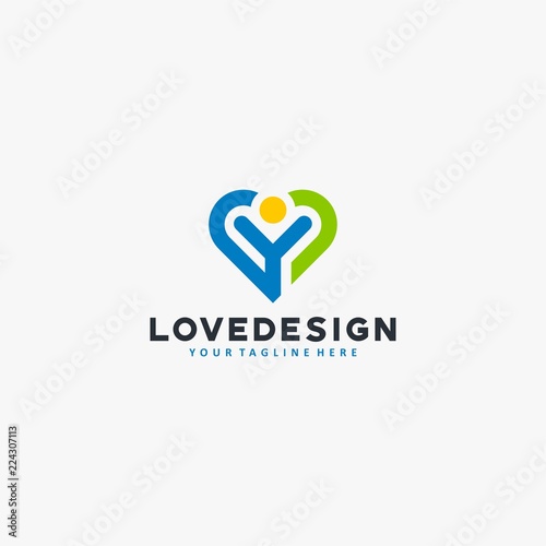 Love social logo design vector