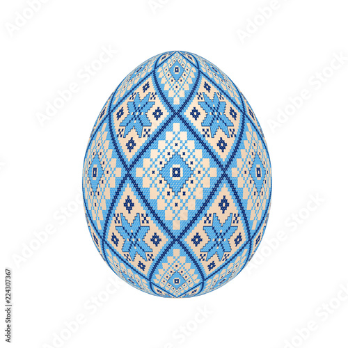 the easter egg with ukrainian cross-stitch ethnic pattern. pysanka ornament. isolated vector.