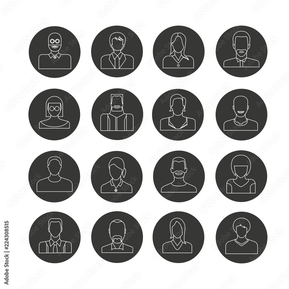Fototapeta premium people avatar icons in circle buttons