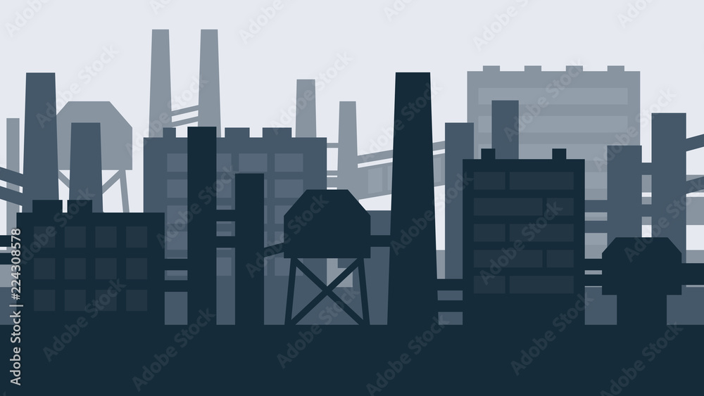 Naklejka premium Industrial landscape. Factoty buildings