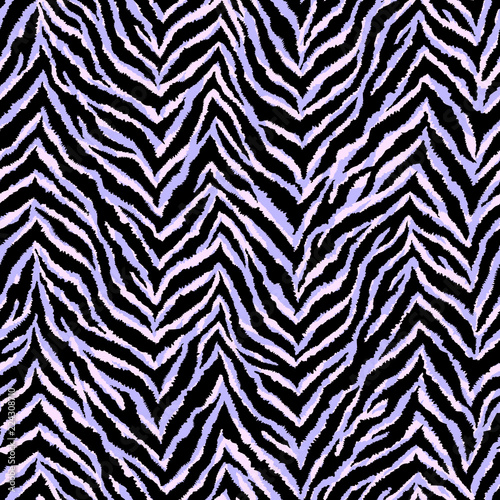 Zebra fur texture seamless pattern. Exotic wild animal background. Pastel vector illustration print.