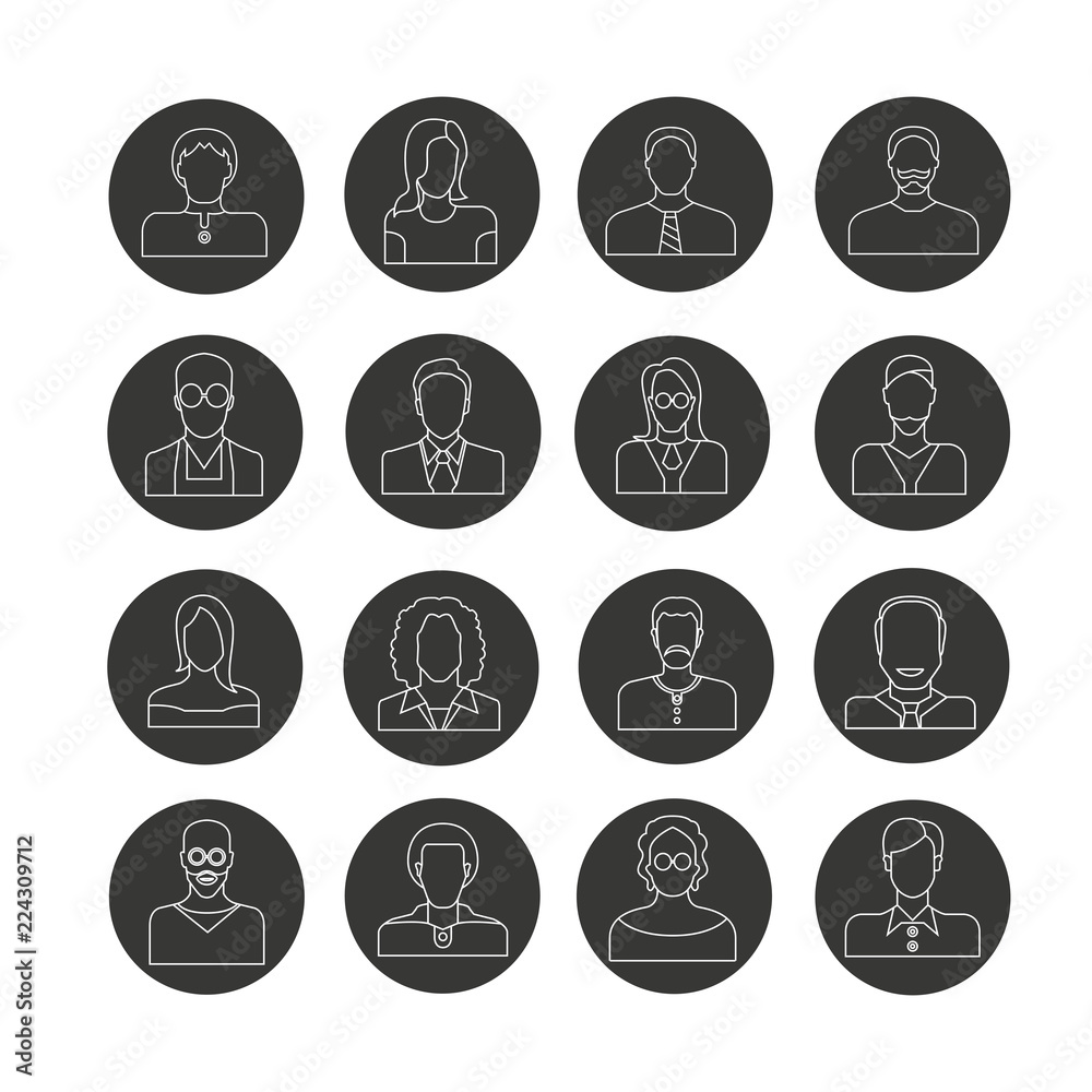 Fototapeta premium people icon set in circle button