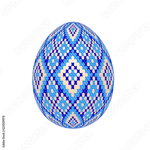the easter egg with ukrainian cross-stitch ethnic pattern. pysanka ornament. isolated vector.