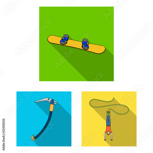 Extreme sport flat icons in set collection for design.Different kinds of sports vector symbol stock web illustration.