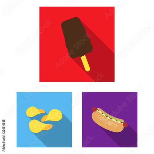 Fast food flat icons in set collection for design.Food from semi-finished products vector symbol stock web illustration.