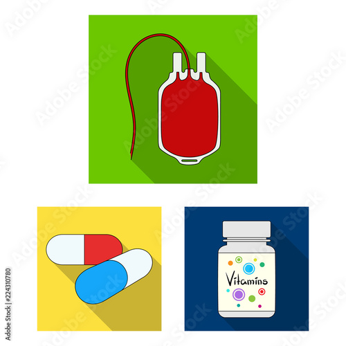 Medicine and treatment flat icons in set collection for design. Medicine and equipment vector symbol stock web illustration. photo