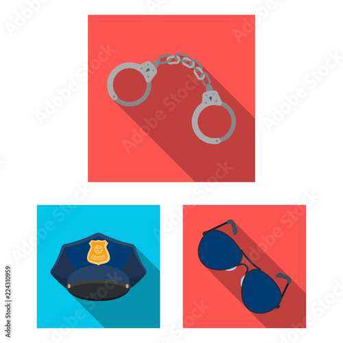 Police, Department flat icons in set collection for design.Detective and accessories vector symbol stock web illustration.