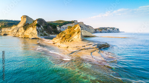 Beautiful view of Cape Drastis in the island of Corfu in Greece photo