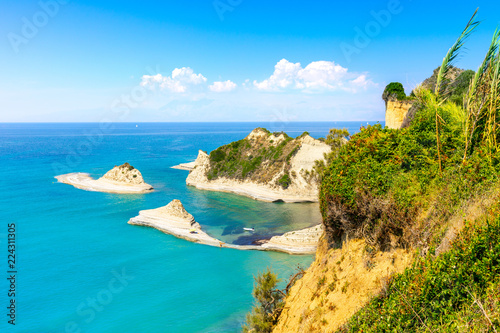 Beautiful view of Cape Drastis in the island of Corfu in Greece photo