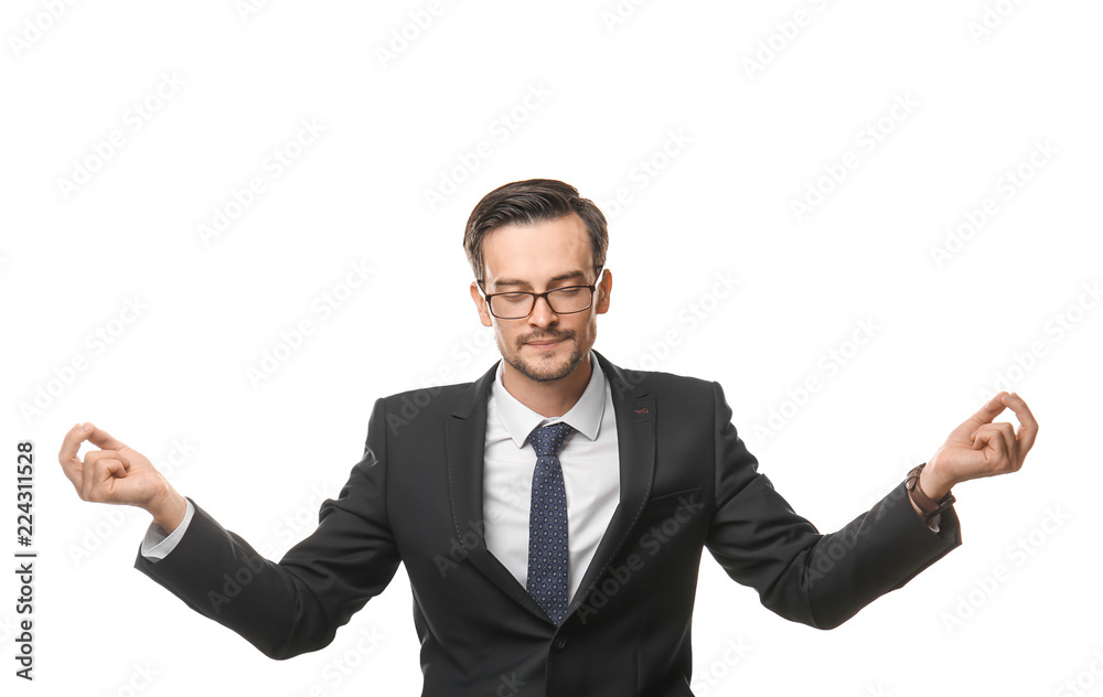 Handsome calm businessman on white background Handsome calm businessman on white background