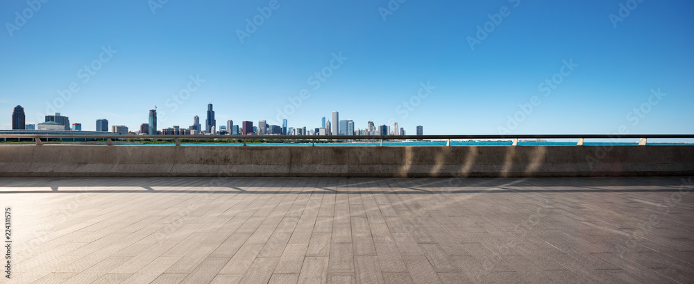 Fototapeta premium empty ground with skyline