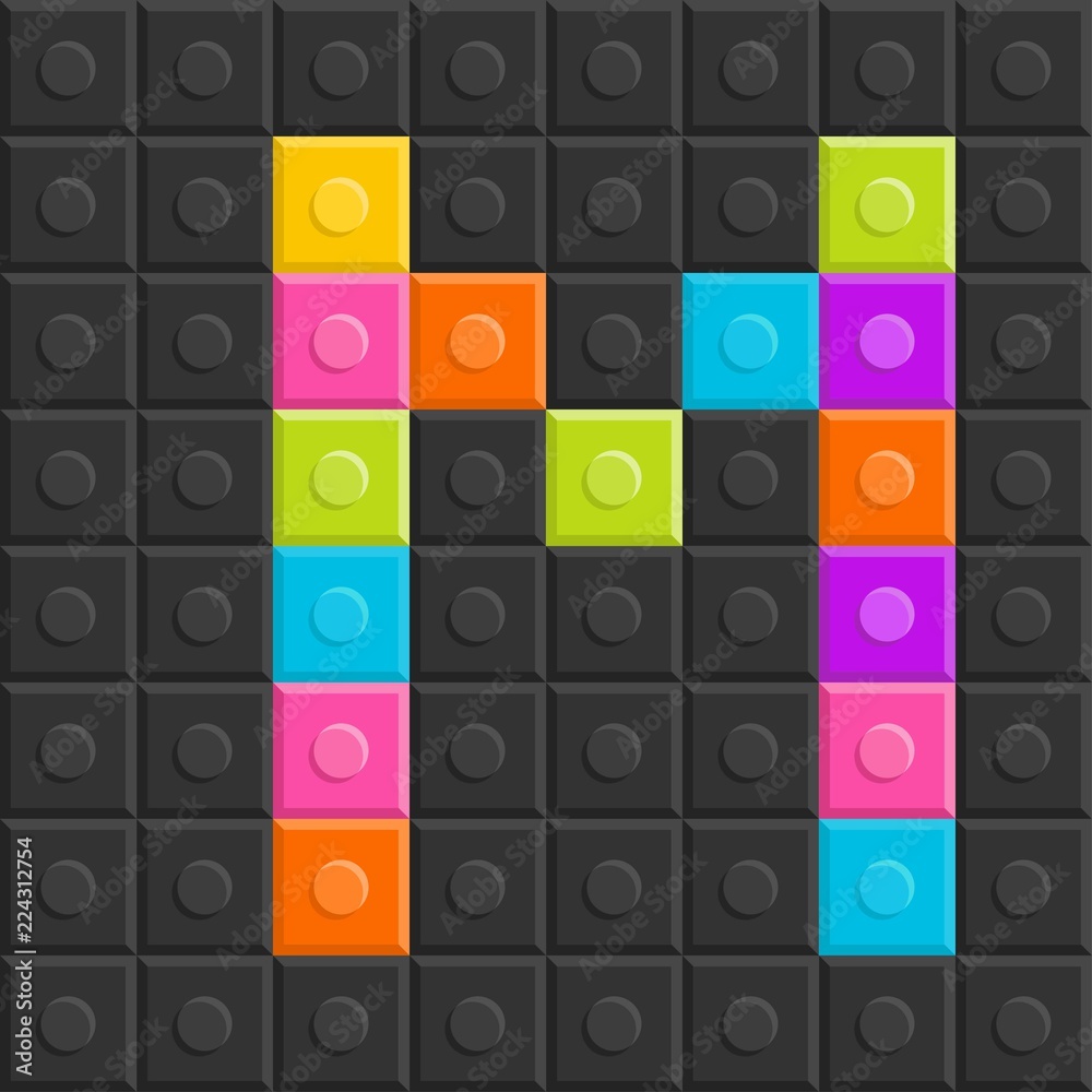 colorful brick block letter M, flat design colorful brick block letter M, flat design