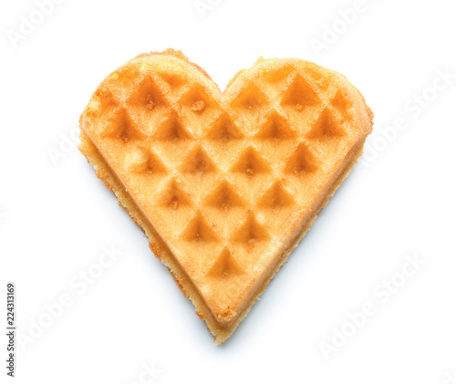 Konstfotografi Heart shaped waffle on white background