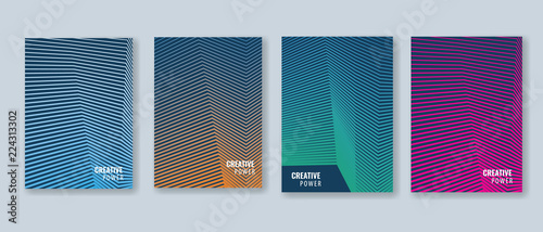 Trendy Minimal cover design layout template. Vector Geometric abstract halftone gradients.