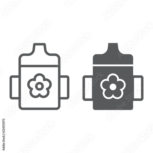 Baby cup line and glyph icon, child and bottle, container sign, vector graphics, a linear pattern on a white background.