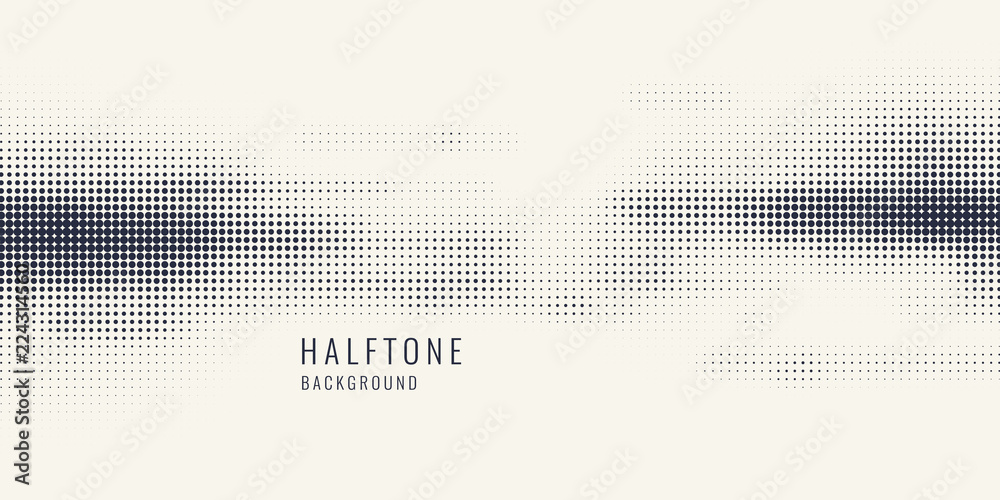 Monochrome printing raster, abstract vector halftone background. Black and white texture of dots.