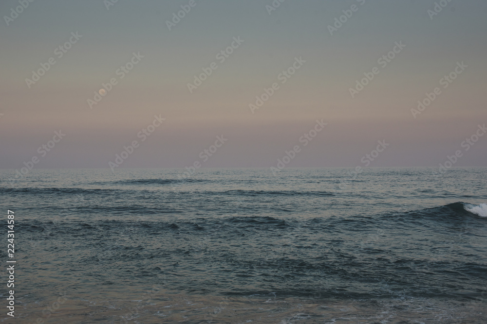 Moonrise over sea, sunset over sea, seascape Moonrise over sea, sunset over sea, seascape