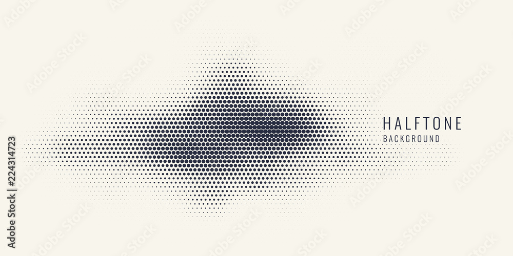 Monochrome printing raster, abstract vector halftone background. Black and white texture of dots.