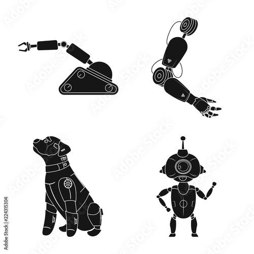 Isolated object of robot and factory logo. Set of robot and space vector icon for stock.