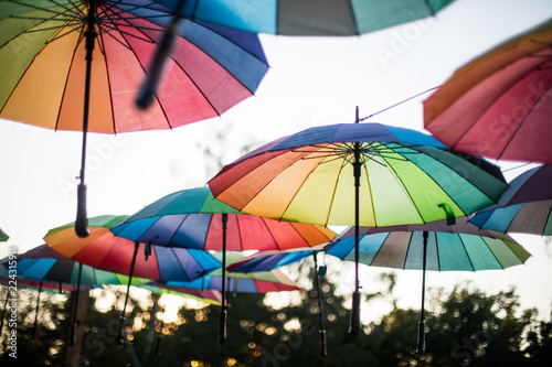 Multicolored umbrella detail