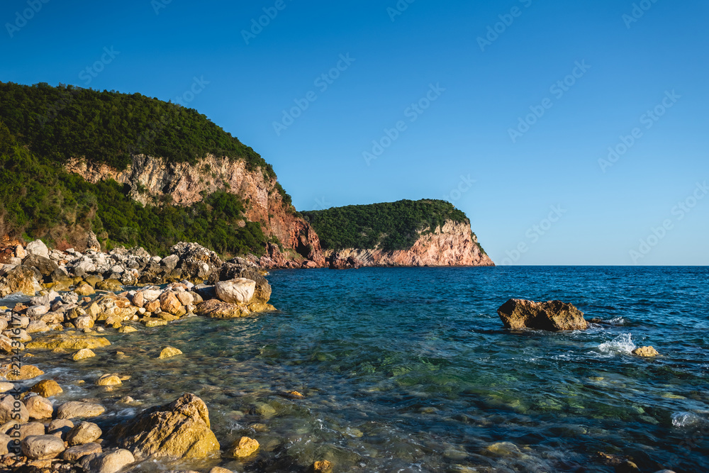 coastline of adriatic sea in Budva, Montenegro