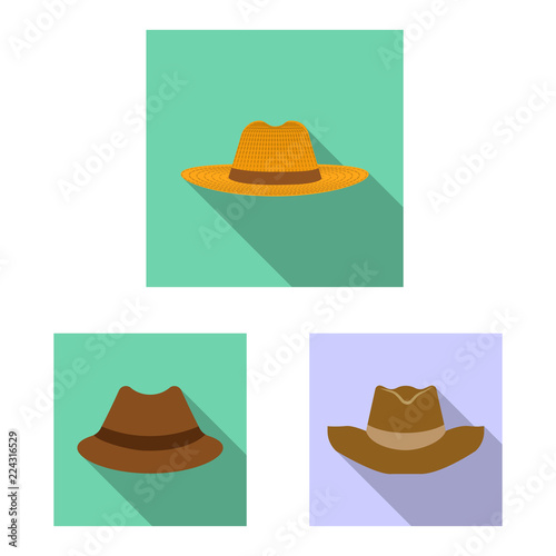 Vector illustration of headgear and cap sign. Collection of headgear and accessory stock symbol for web.