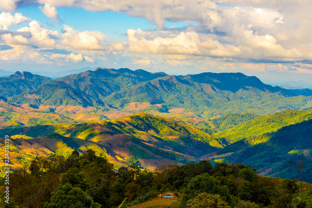 Beautiful landscape view of hill and mountain with cloud sky. Beautiful landscape view of hill and mountain with cloud sky.