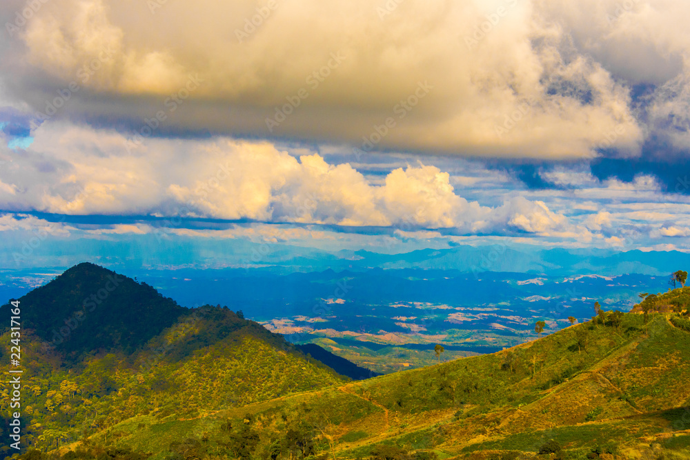 Beautiful landscape view of hill and mountain with cloud sky. Beautiful landscape view of hill and mountain with cloud sky.