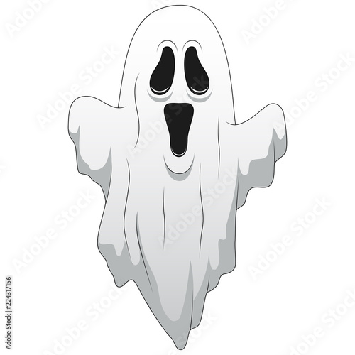 Happy halloween Cartoon ghost isolated on white background. Vector illustration