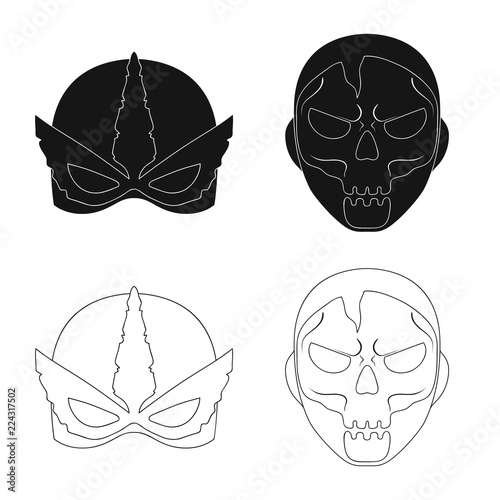 Vector illustration of hero and mask icon. Set of hero and superhero stock vector illustration.