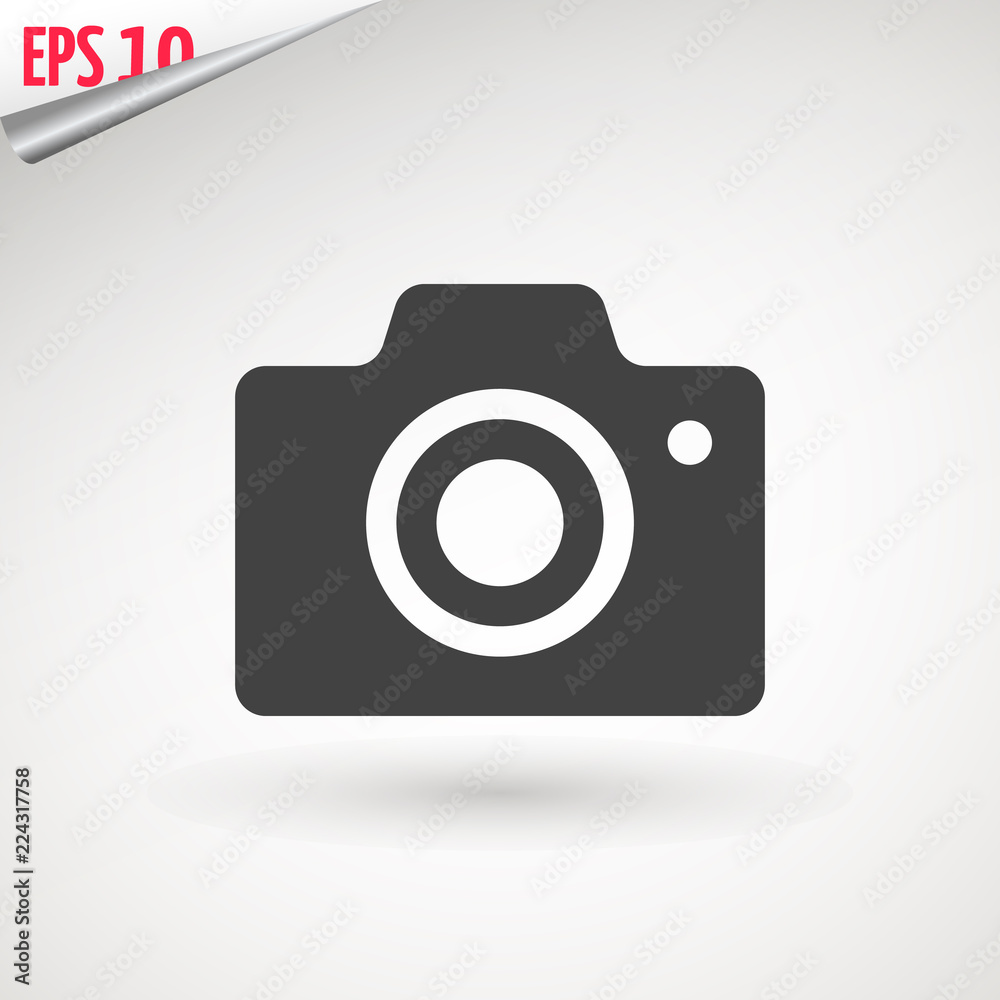 Camera icon, flat photo camera vector isolated. Modern simple snapshot photography sign. Instant Photo internet concept. Trendy symbol for website design, web button, mobile app. Logo illustration.