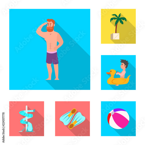 Vector illustration of pool and swimming symbol. Set of pool and activity stock symbol for web.